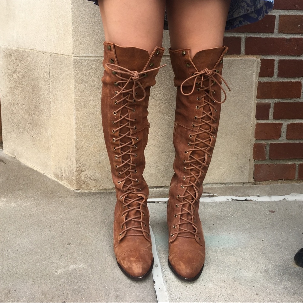 Jeffrey Campbell Joe Lace Up Over the Knee Free People Boot